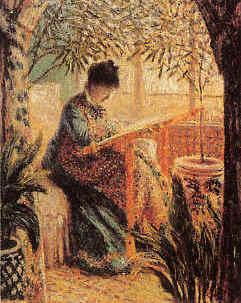 Claude Monet Camille Monet Embroidering China oil painting art
